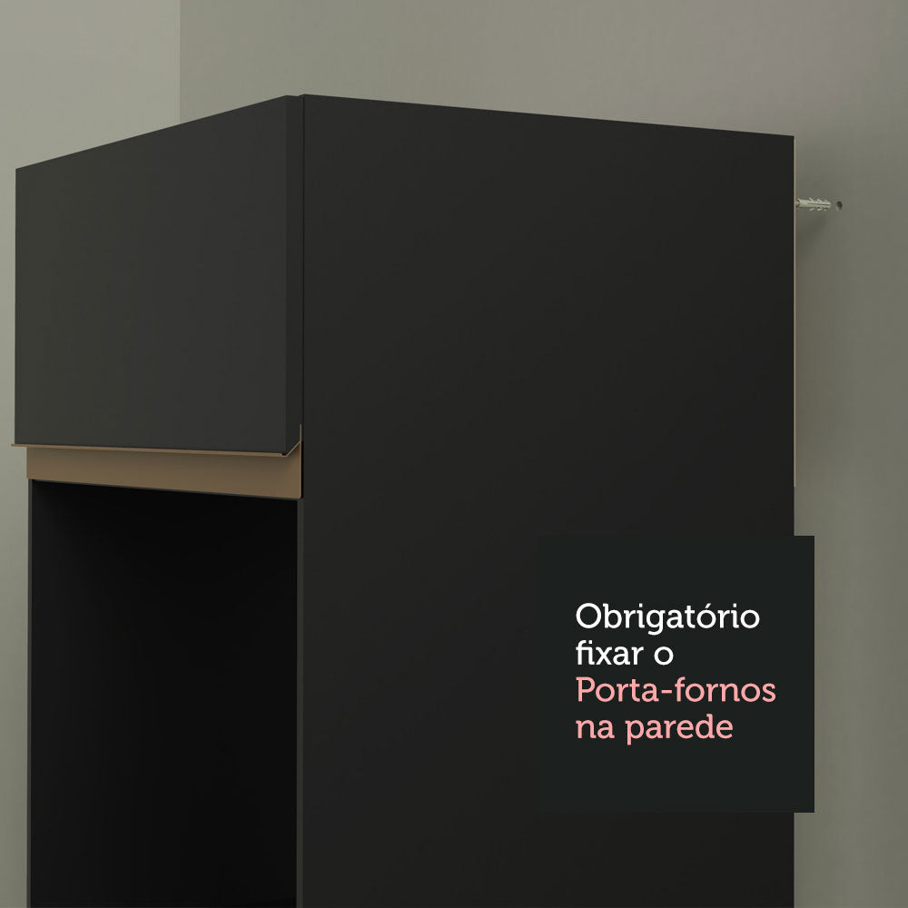 Armário de Cozinha Completa 260cm Preto Reims Madesa 02