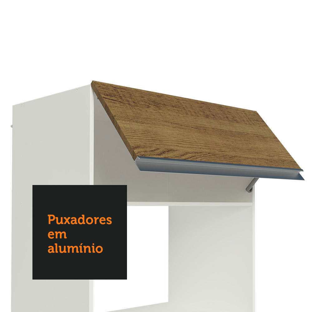 Armário de Cozinha Completa 100% MDF 300cm Branco/Rustic/Crema Smart Madesa 02