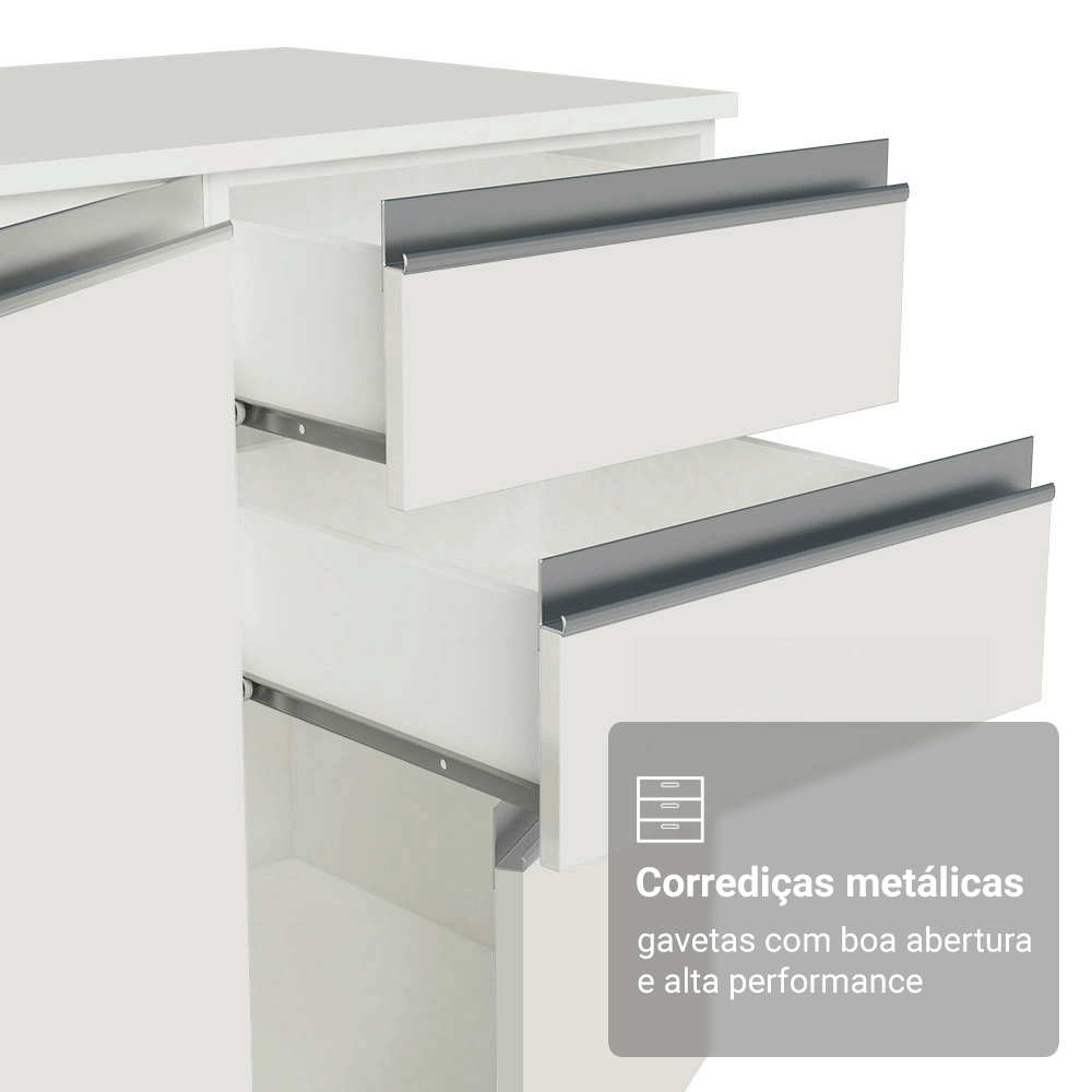 Armário de Cozinha Completa 100% MDF 310 cm Branco Smart 01