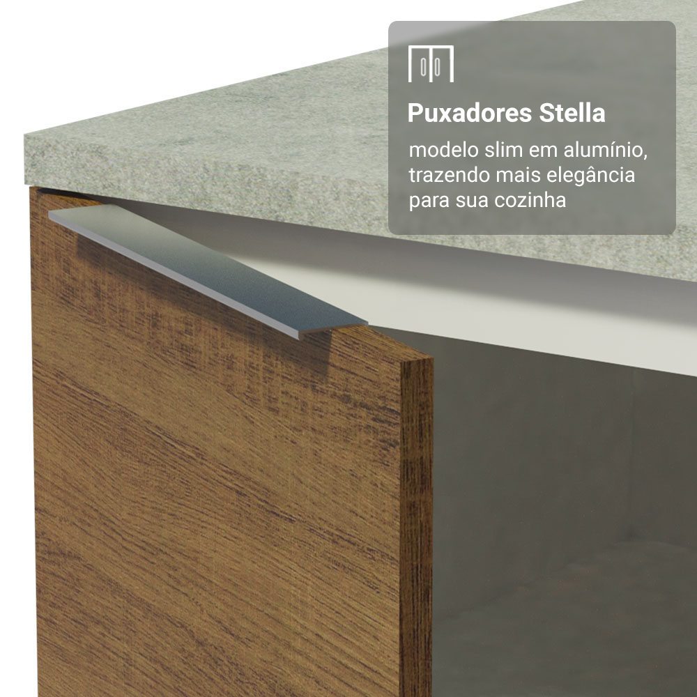 Armário de Cozinha Completa 270 cm Branco/Rustic Stella Madesa 12
