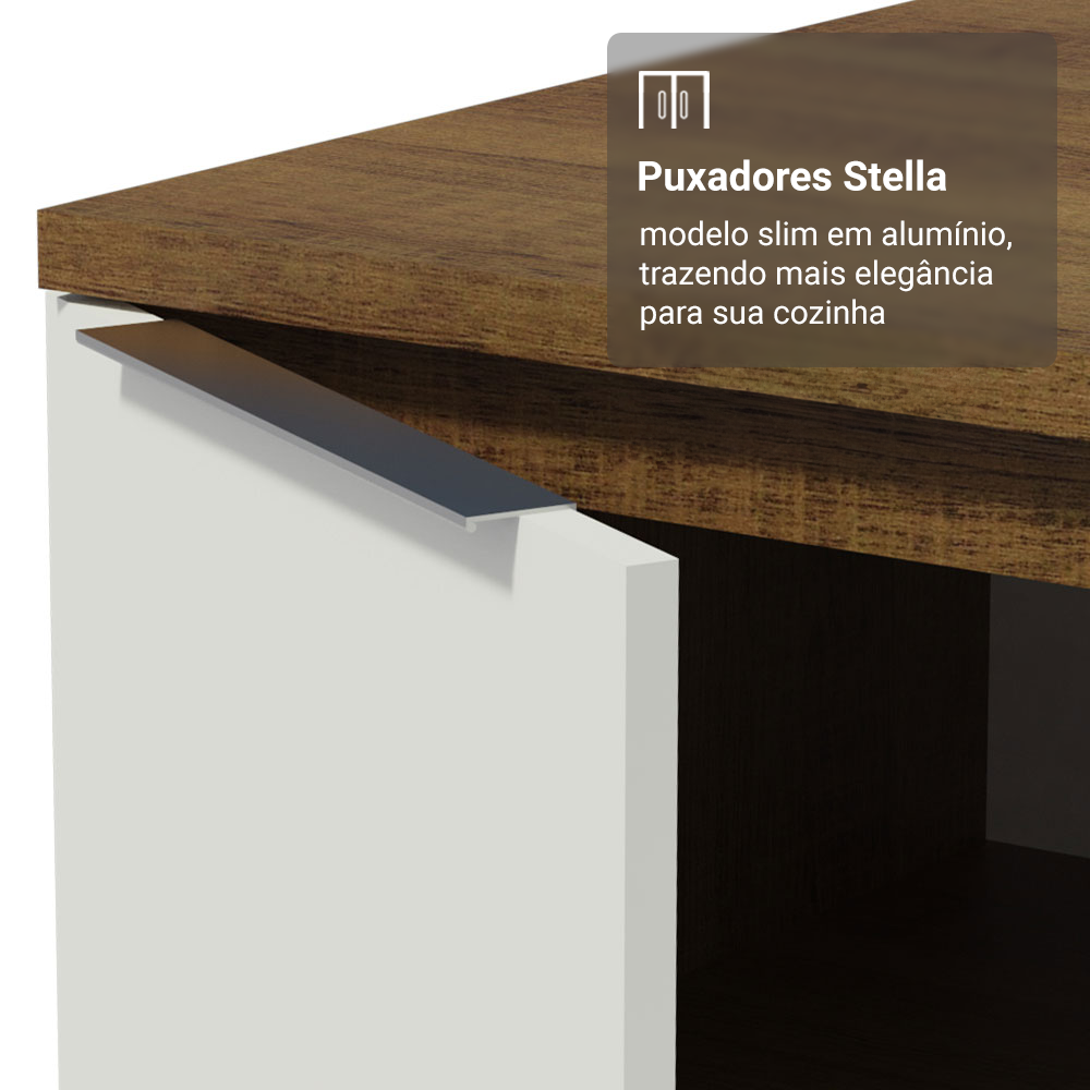 Armário de Cozinha Completa 270 cm Rustic/Branco Stella Madesa 12