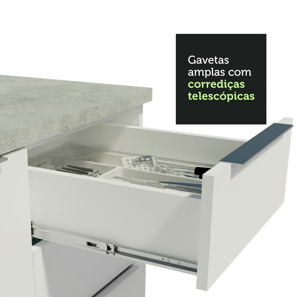 Armário de Cozinha Completa 290cm Branco/Branco/Rustic Stella Madesa 02