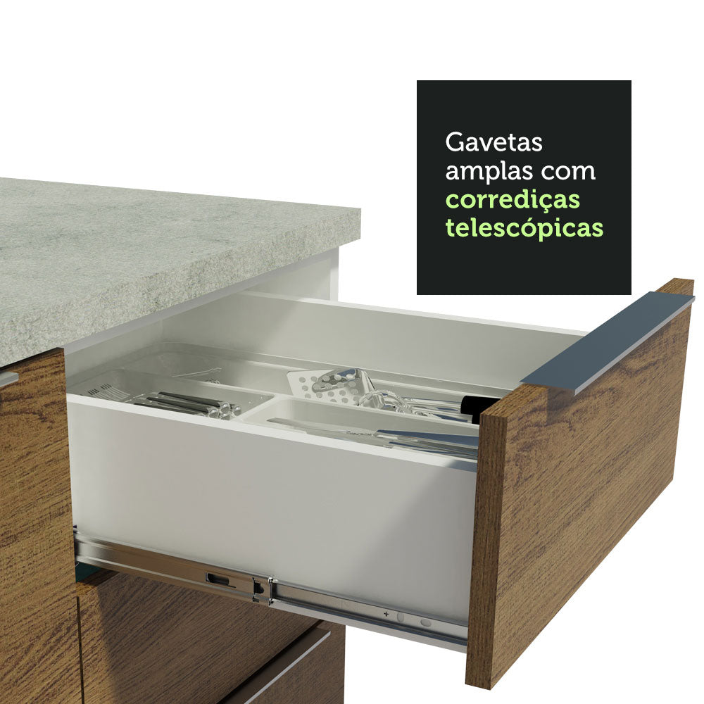 Armário de Cozinha Completa 290cm Branco/Rustic/Branco Stella Madesa 02
