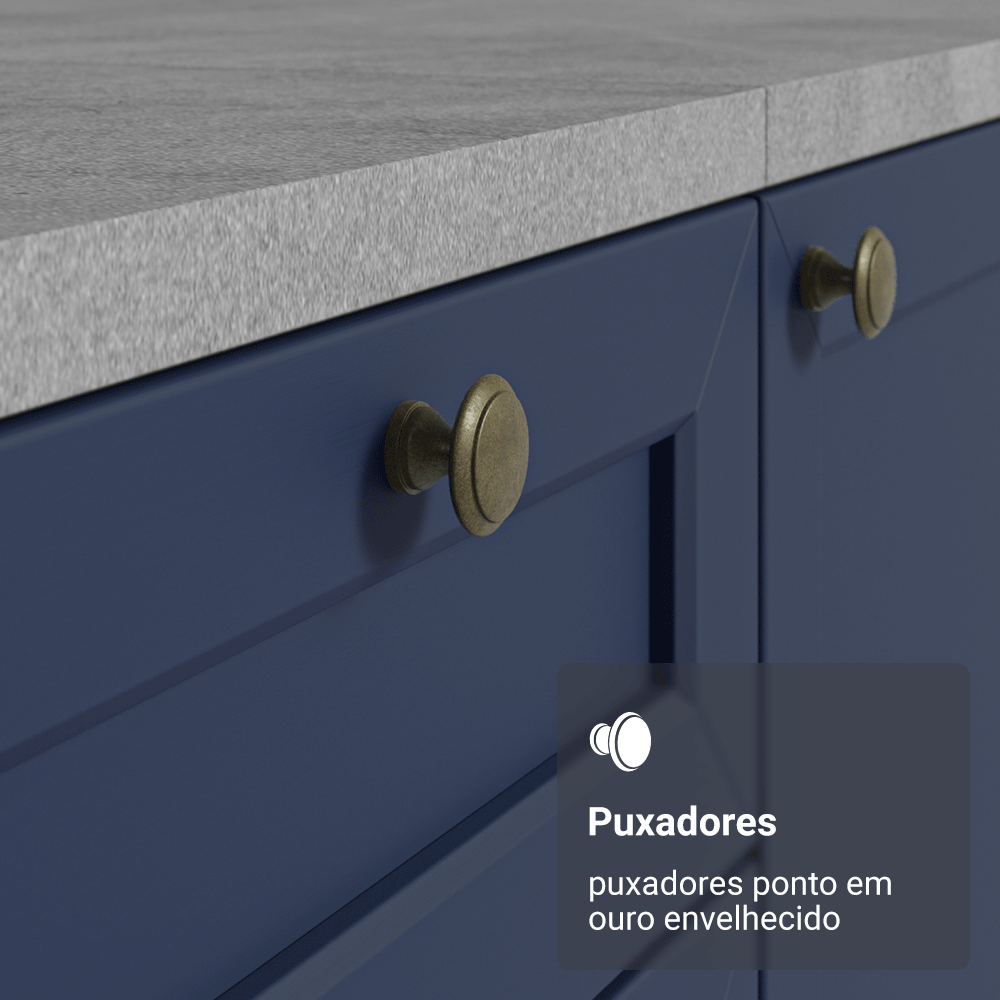 Armário de Cozinha Completa 270 cm Branco/Azul Vik Madesa 07