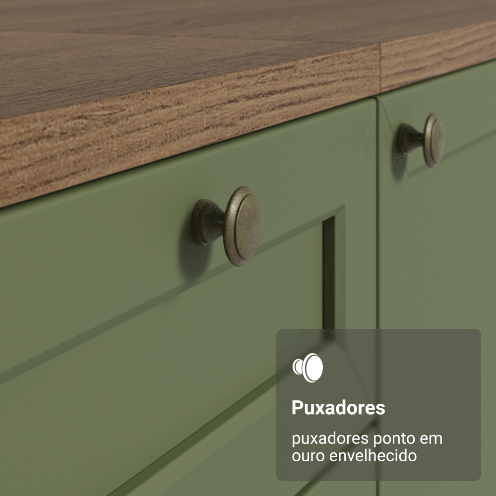 Armário de Cozinha Completa 270 cm Rustic/Verde Vik Madesa 07