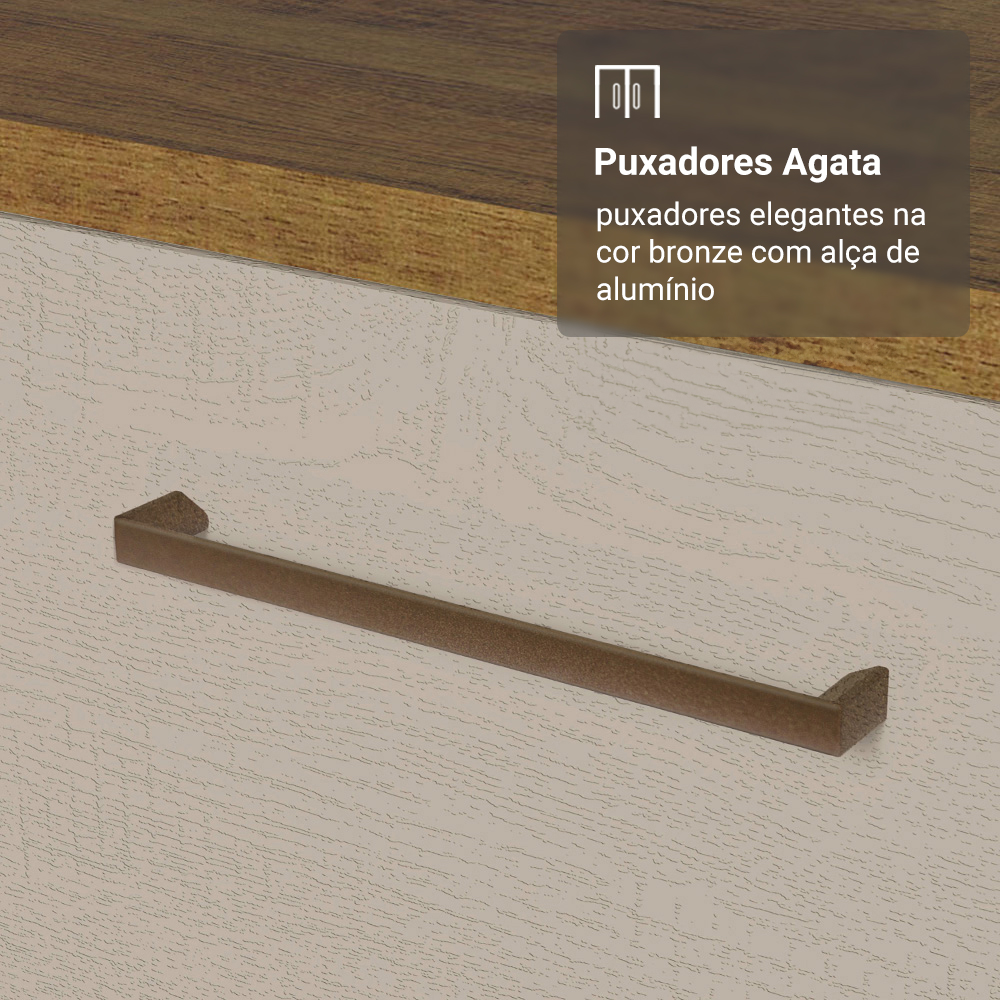 Conjunto Gabinete para Banheiro 120cm 3 Portas 3 Gavetas Rustic/Crema Agata Madesa 01