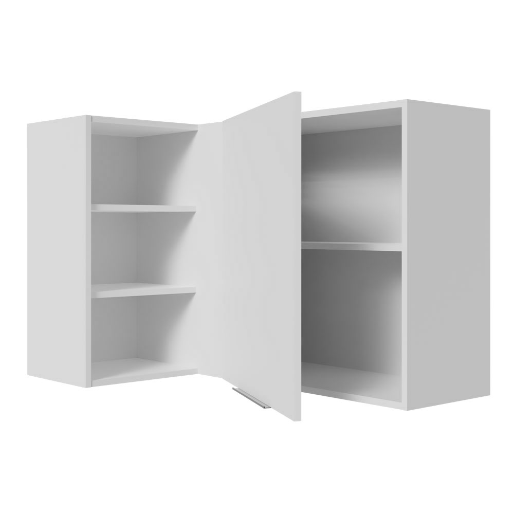 Armário Aéreo de Canto para Quarto 1 Porta e 3 Nichos Branco Neo Madesa