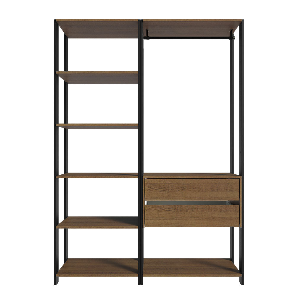 Guarda-Roupa Closet Modulado Valencia 2 Gavetas 129cm Rustic/Preto Madesa