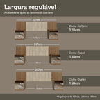 Cabeceira Extensível Estofada com 2 Mesas de Cabeceira Espelhadas Rustic/Imperial Madesa