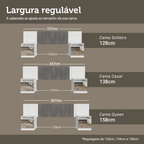 Cabeceira Extensível Estofada com 2 Mesas de Cabeceira Espelhadas Branco/Silver Madesa