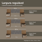 Cabeceira Extensível Estofada com 2 Mesas de Cabeceira Espelhadas Rustic/Silver Madesa