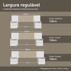 Cabeceira Extensível Estofada com 2 Mesas de Cabeceira Branco/Imperial Madesa