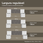 Cabeceira Extensível Estofada com 2 Mesas de Cabeceira Branco/Silver Madesa