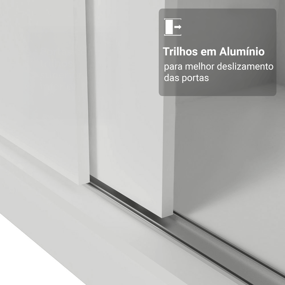 Conjunto Quarto Solteiro com Guarda-Roupa 2 Portas e Cômoda Branco Madesa