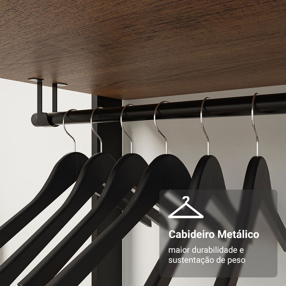 Guarda-Roupa Closet Modulado Valencia 4 Gavetas 199cm Rustic/Preto Madesa 02