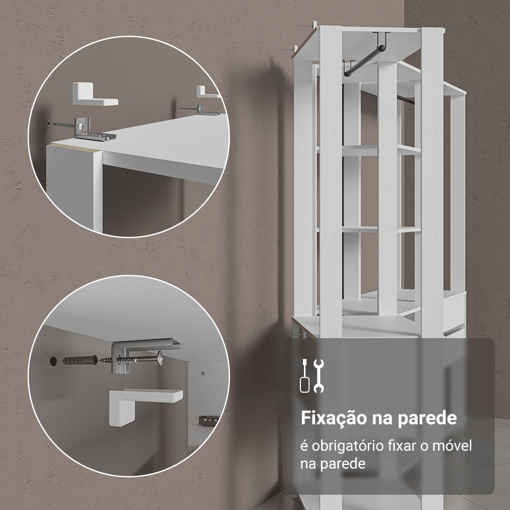 Guarda-Roupa Closet Modulado 4 Gavetas 317 cm Branco Valencia Madesa