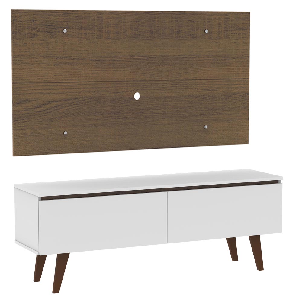 Rack Madesa Le Mans e Painel para TV até 55 Polegadas 2 Portas Branco/Rustic
