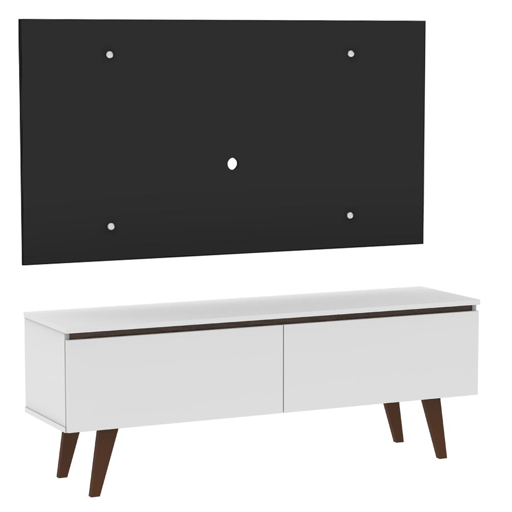 Rack Madesa Le Mans e Painel para TV até 55 Polegadas 2 Portas Branco/Preto