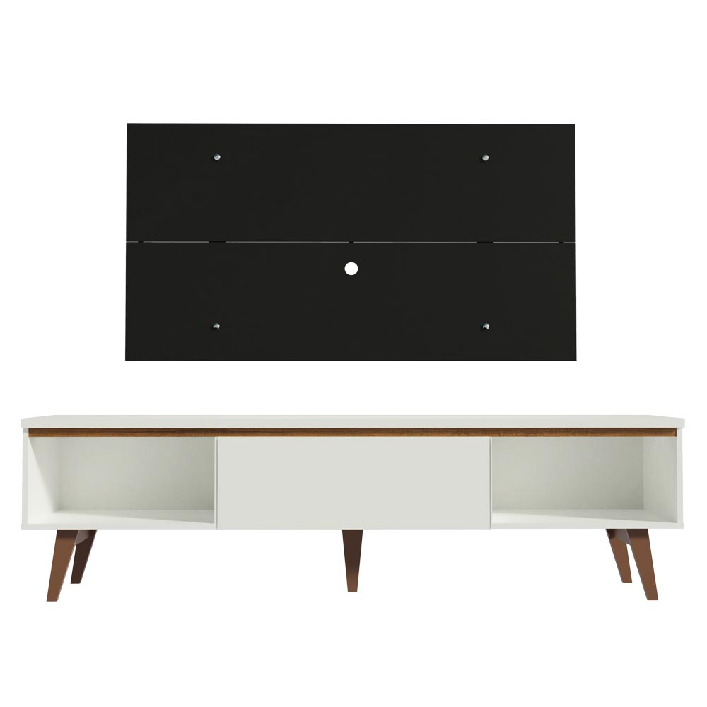 Rack Madesa Reims e Painel para TV até 55 Polegadas 2 Portas e 1 Gaveta Branco/Preto