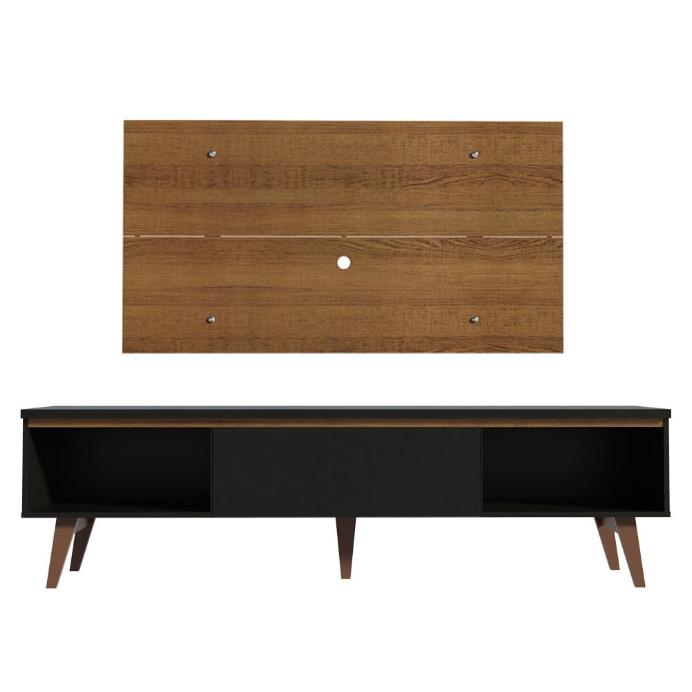 Rack Madesa Reims e Painel para TV até 55 Polegadas 2 Portas e 1 Gaveta Rustic/Preto