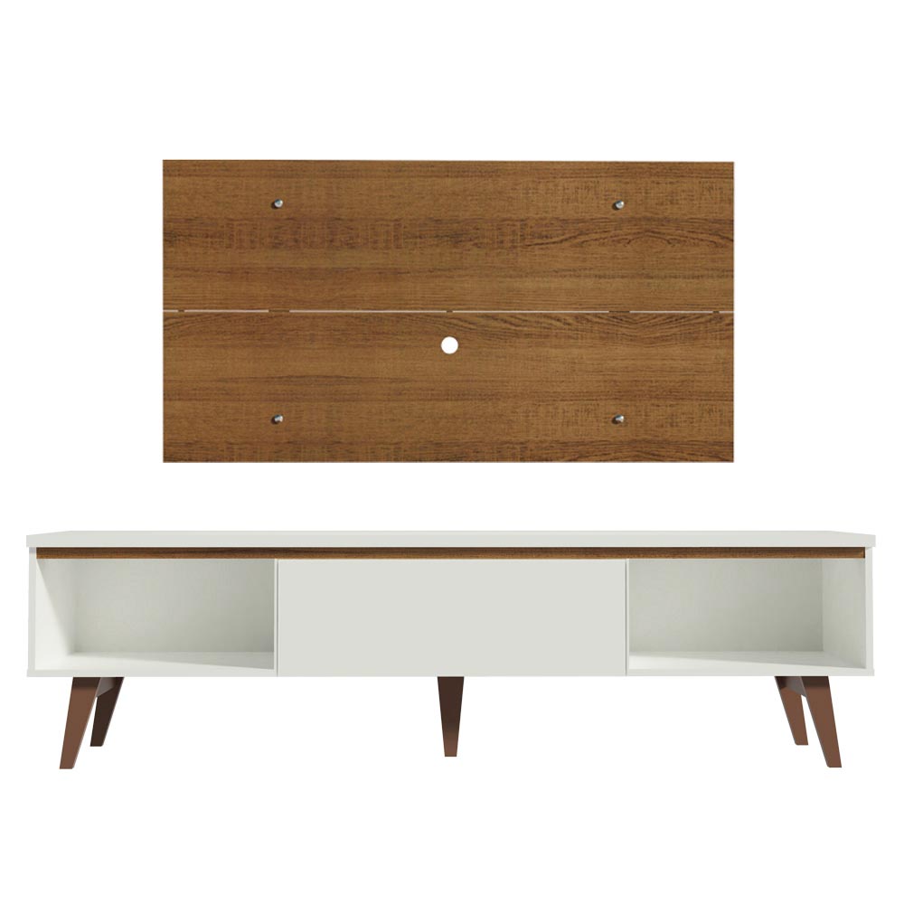 Rack Madesa Reims e Painel para TV até 55 Polegadas 2 Portas e 1 Gaveta Branco/Rustic