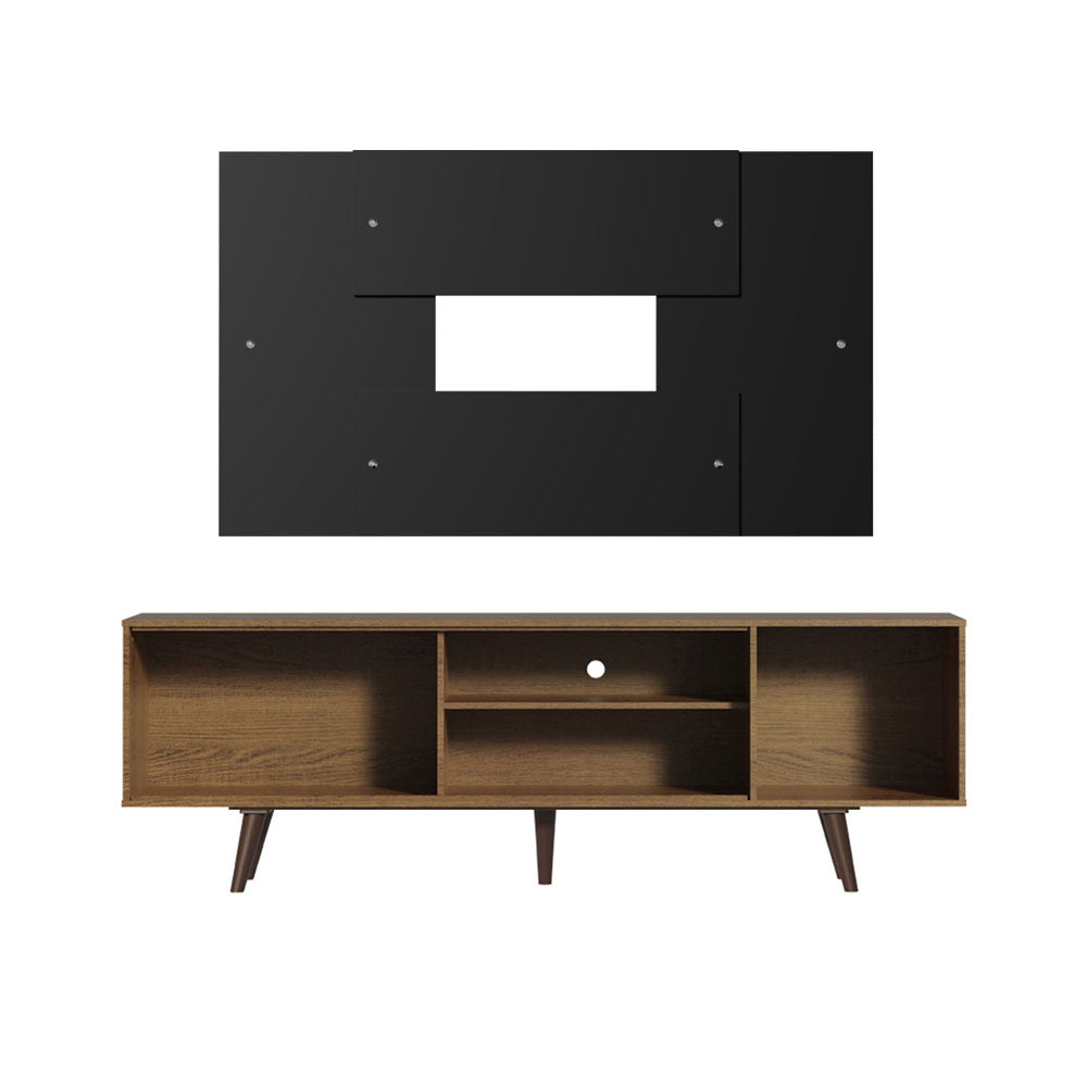 Rack Madesa Dubai com Pés e Painel para TV até 58 Polegadas Rustic/Preto 5ZD8