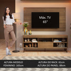 Rack com Painel para TV até 65 Polegadas com Pés Rustic Texas Madesa