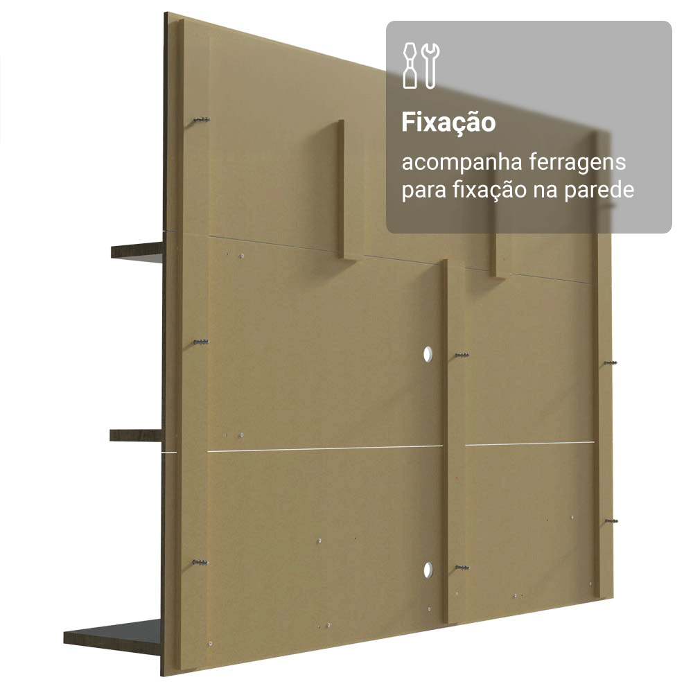 Rack com Painel para TV até 60 Polegadas 180 cm Rustic/Branco Metz Madesa