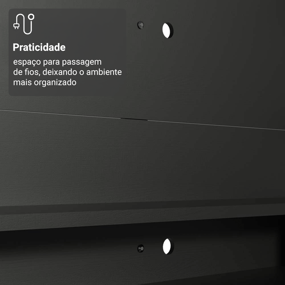 Rack com Painel para TV até 60 Polegadas 180 cm com Pés Preto/Rustic Reims Madesa