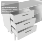 Escrivaninha Em L Mesa Para Computador Gamer 3 Gavetas Branco Lisboa Madesa