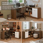 Escrivaninha em L para Computador Gamer Rustic/Branco Roma Madesa