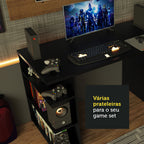 Mesa para Computador Gamer Madesa 9409 e Painel para TV até 50 Polegadas Preto/Rustic