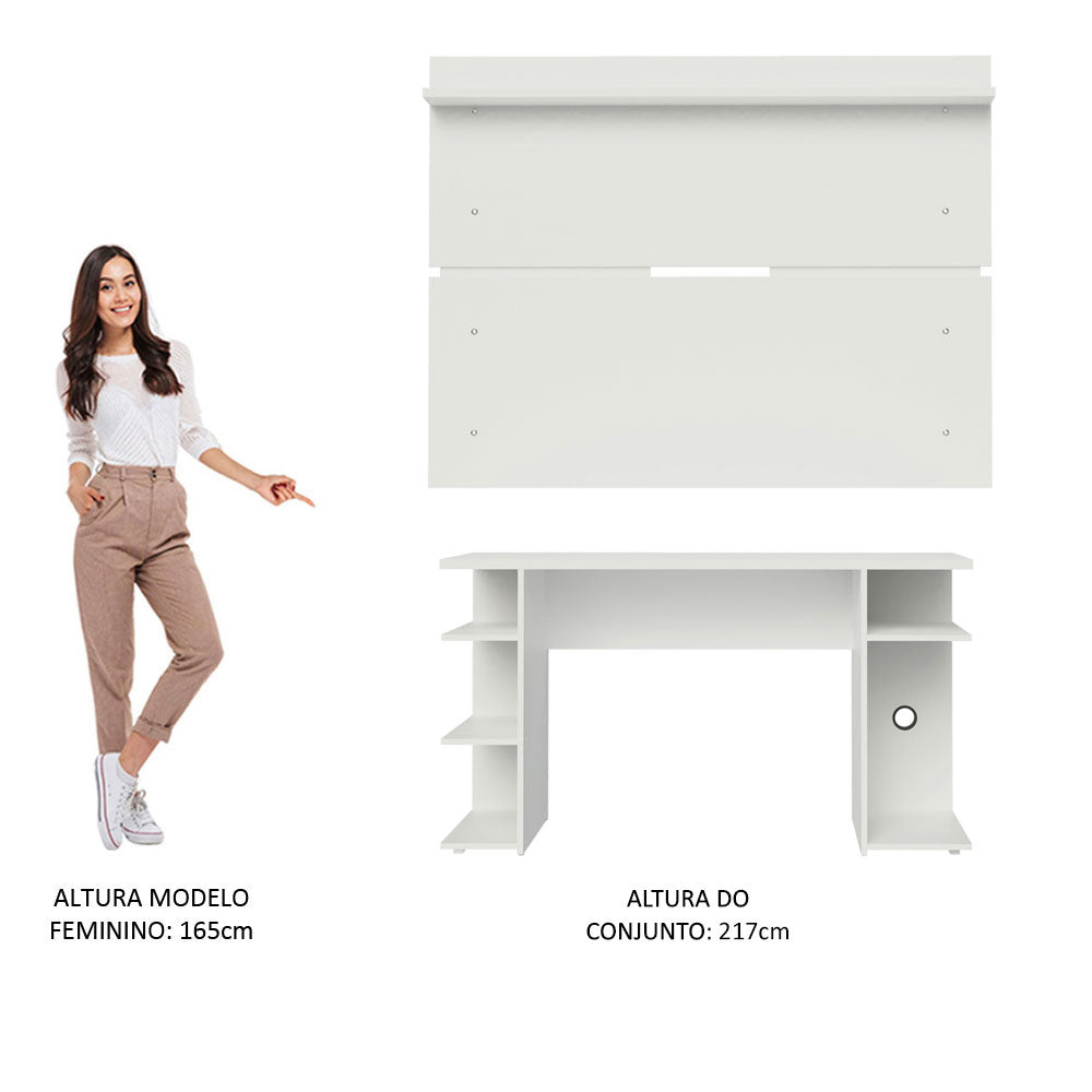 Mesa para Computador Gamer Madesa 9409 e Painel para TV até 65 Polegadas Branco