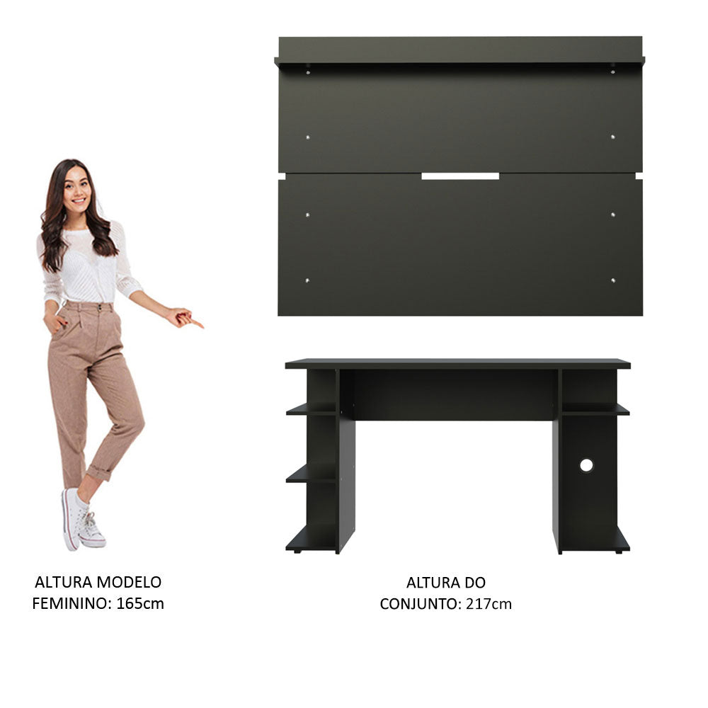 Mesa para Computador Gamer Madesa 9409 e Painel para TV até 65 Polegadas Preto