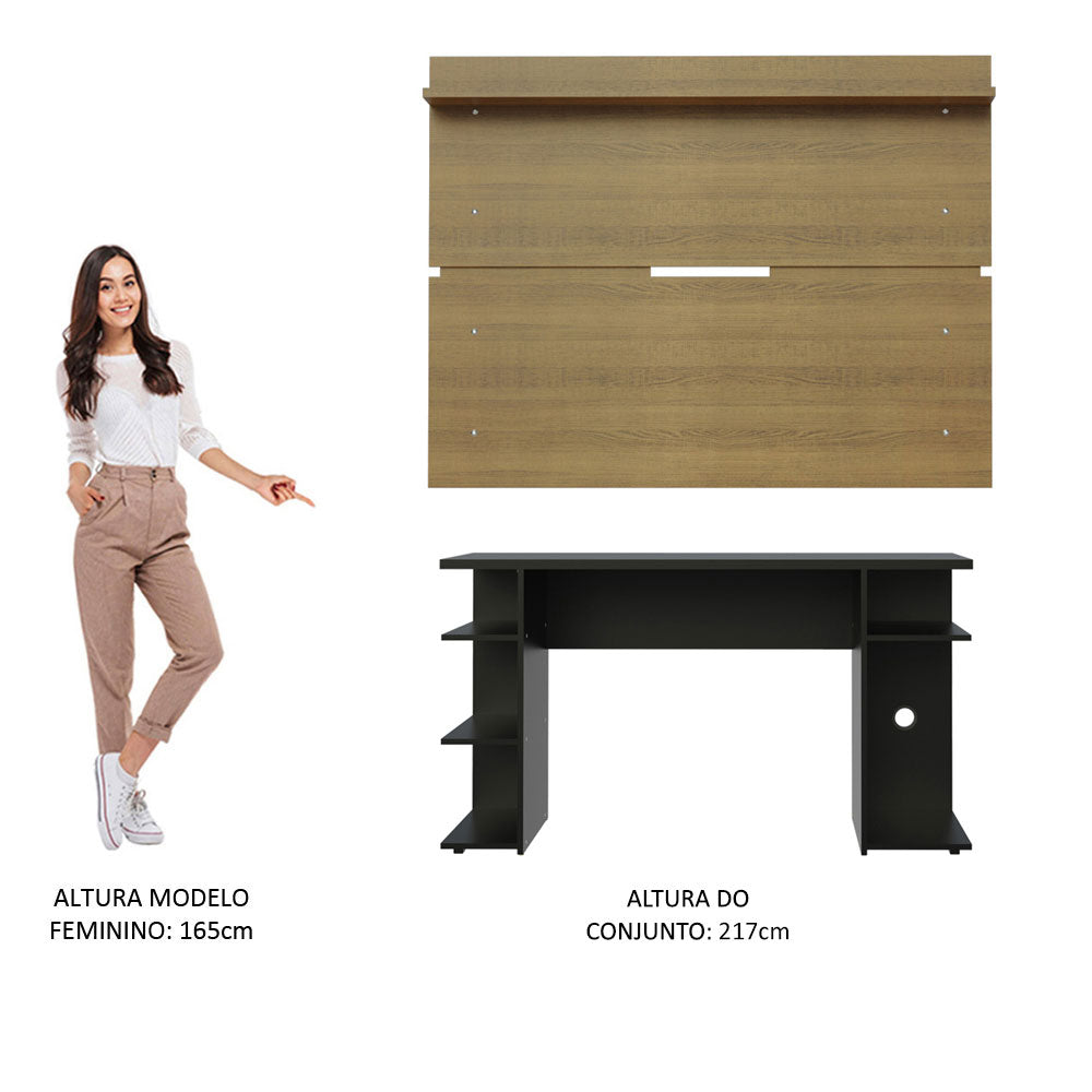 Mesa para Computador Gamer Madesa 9409 e Painel para TV até 65 Polegadas Preto/Rustic