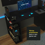 Mesa para Computador Gamer Madesa 9409 e Painel para TV até 58 Polegadas Preto