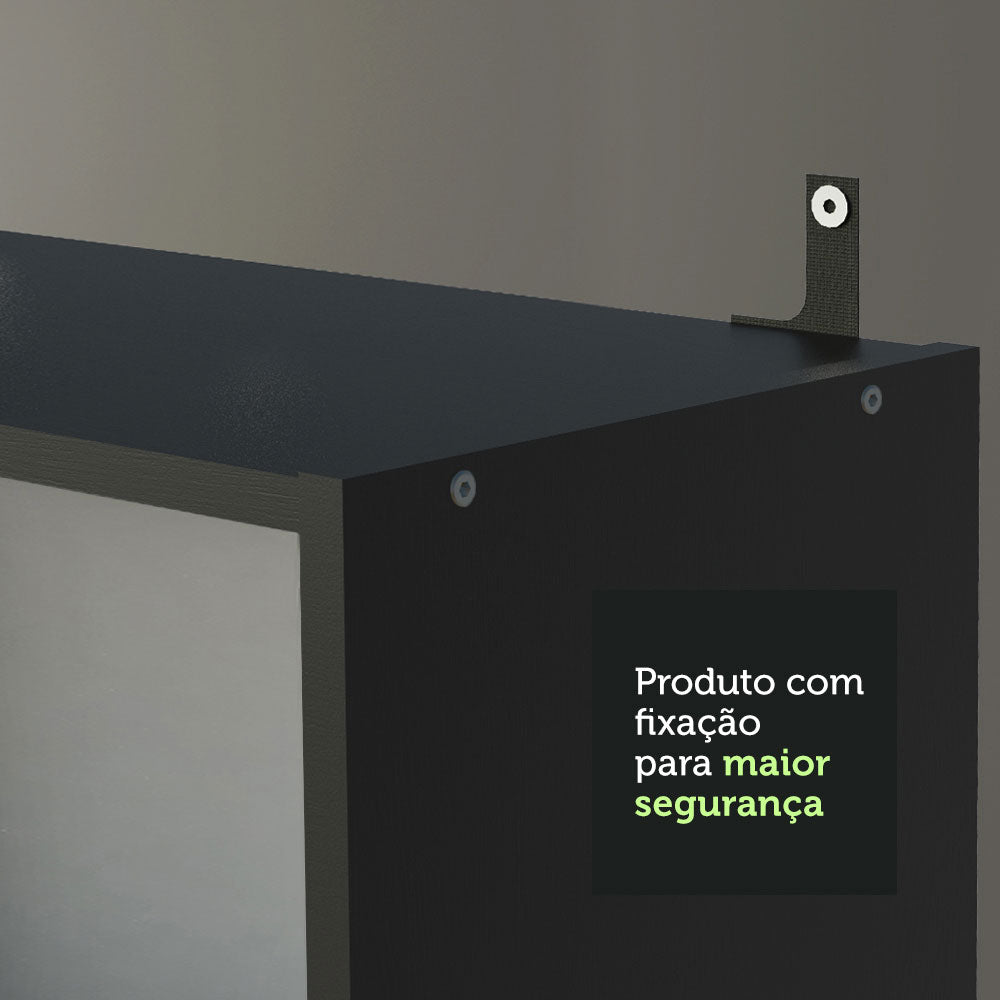 Escrivaninha Madesa Alaska + Estante Livreiro 6907 Preto