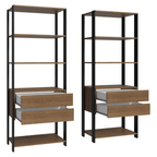 Estante Armário Multiuso para Livros 4 Gavetas 8 prateleiras 140cm Rustic/Preto Madesa