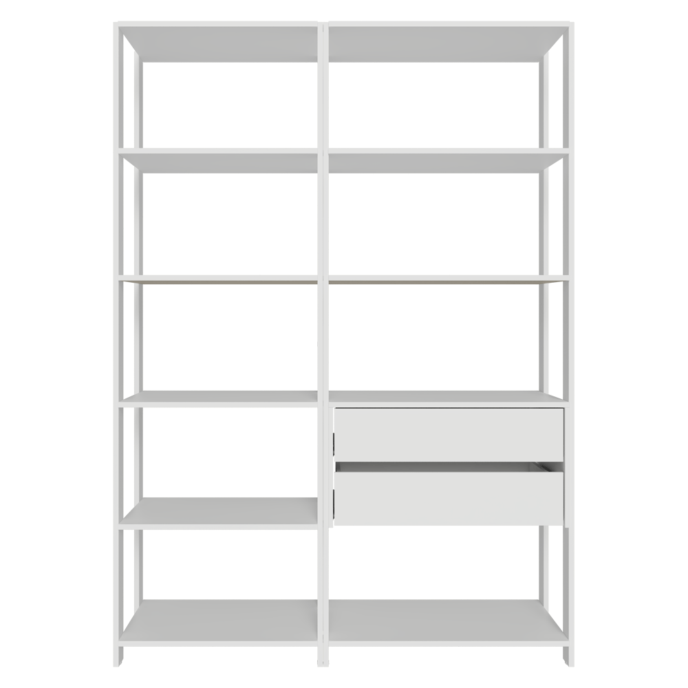 Estante Armário Multiuso para Escritório 129cm 9 Prateleiras 2 Gavetas Branco Madesa