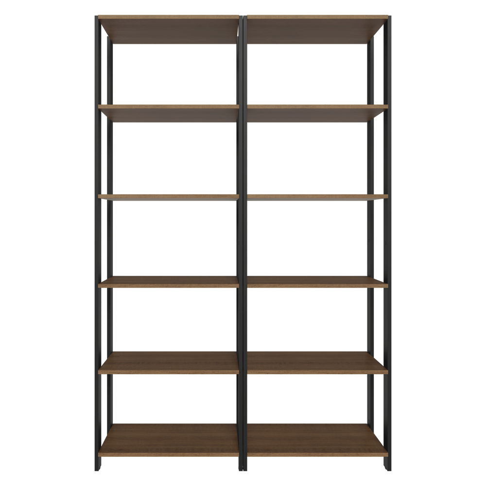 Estante Armário Multiuso para Escritório 118cm 10 Prateleiras Rustic/Preto Madesa
