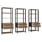 Estante Armário Multiuso para Livros 6 Gavetas 12 prateleiras 210cm Rustic/Preto Madesa