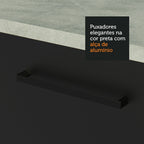 Kit com Balcão e Armário Aéreo Multiuso 80cm Branco/Preto Agata Madesa