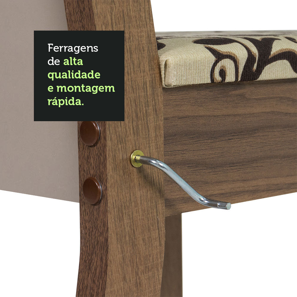 Conjunto Sala de Jantar Mesa Tampo de Madeira 4 Cadeiras Rustic/Crema/Bege Marrom Alana Madesa