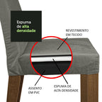 Conjunto Sala de Jantar Mesa Tampo de Vidro Redondo 4 Cadeiras Rustic/Silver Mile Madesa