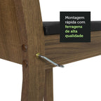 Conjunto Sala de Jantar Madesa Madu Mesa Tampo de Vidro Redondo 4 Cadeiras Rustic/Preto/Preto