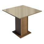 Conjunto Sala de Jantar Mesa Tampo de Vidro com 4 Cadeiras Rustic/Crema/Imperial Madesa Brenda