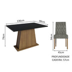 Conjunto Sala de Jantar Mesa Tampo de Madeira 4 Cadeiras Rustic/Preto/Silver Fiona Madesa