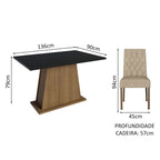 Conjunto Sala de Jantar Mesa Tampo de Madeira 4 Cadeiras Rustic/Preto/Imperial Fiona Madesa