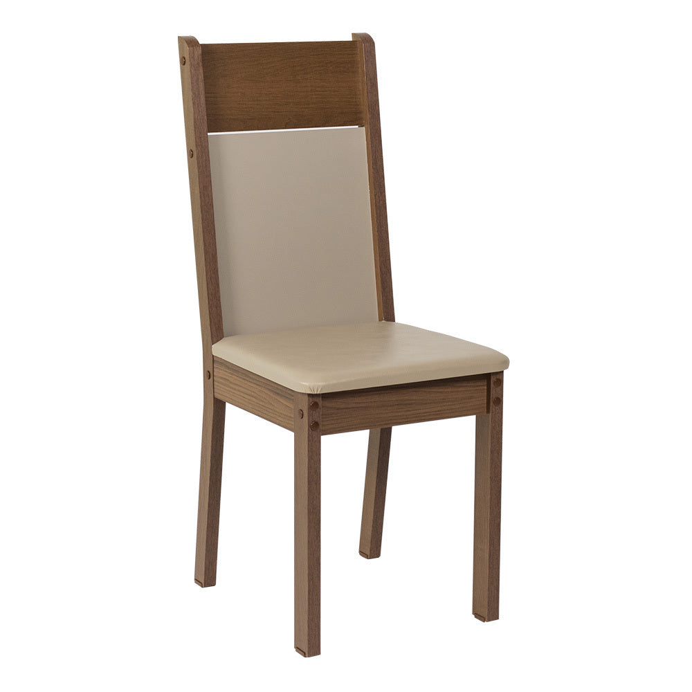 Conjunto Sala de Jantar Mesa Tampo de Vidro 4 Cadeiras Crema/Rustic/Bege Greta Madesa