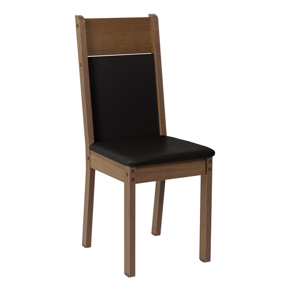 Conjunto Sala de Jantar Mesa Tampo de Vidro 4 Cadeiras Preto/Rustic Greta Madesa